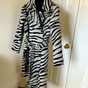 Ann Taylor Black and White Zebra Print Trench Coat